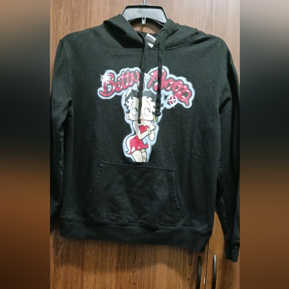 ***Size XL Betty Boop Black Hoodie with Red Graphic